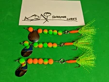 In Line Spinner Bait Fishing Lure Green Orange Drifting Trolling Kokanee Walleye