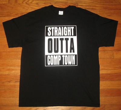 ''STRAIGHT OUTTA COMP TOWN'' T-Shirt, Men's Size XL Black COMPTON Parody Tee NEW