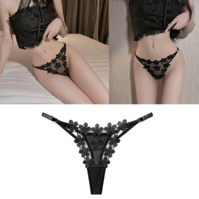 Lace G-String Thongs Women Low Rise Underwear Breathable T-back Thongs Panties