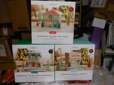 Hallmark Christmas Light Up Village - Toy Store, B&B & Bakery Tabletop, Set of 3