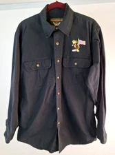 Wear Guard Black Men's Size M Chester Cheetah USA Flag Dura-Tough Pockets Shirt