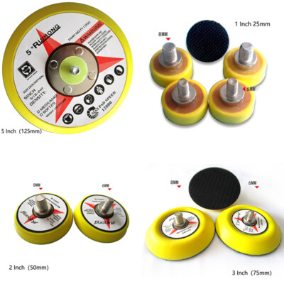 25mm-150mm Hook Loop Sanding Polishing Backing Pad M6 M8 Thread for Air Sander