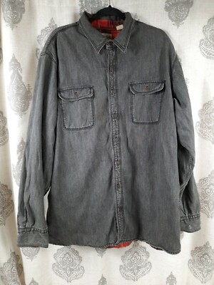 Size 2XLT Red Head Workhorse  Grey Denim Jacket Red Plaid Flannel Lined