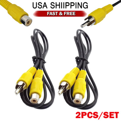 2PC 1M RCA Male to Female Plug Jack Audio Video Extension Cable Coaxial Cord New