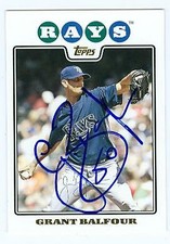 Grant Balfour autographed baseball card (Tampa Bay Rays) 2008 Topps #UH48