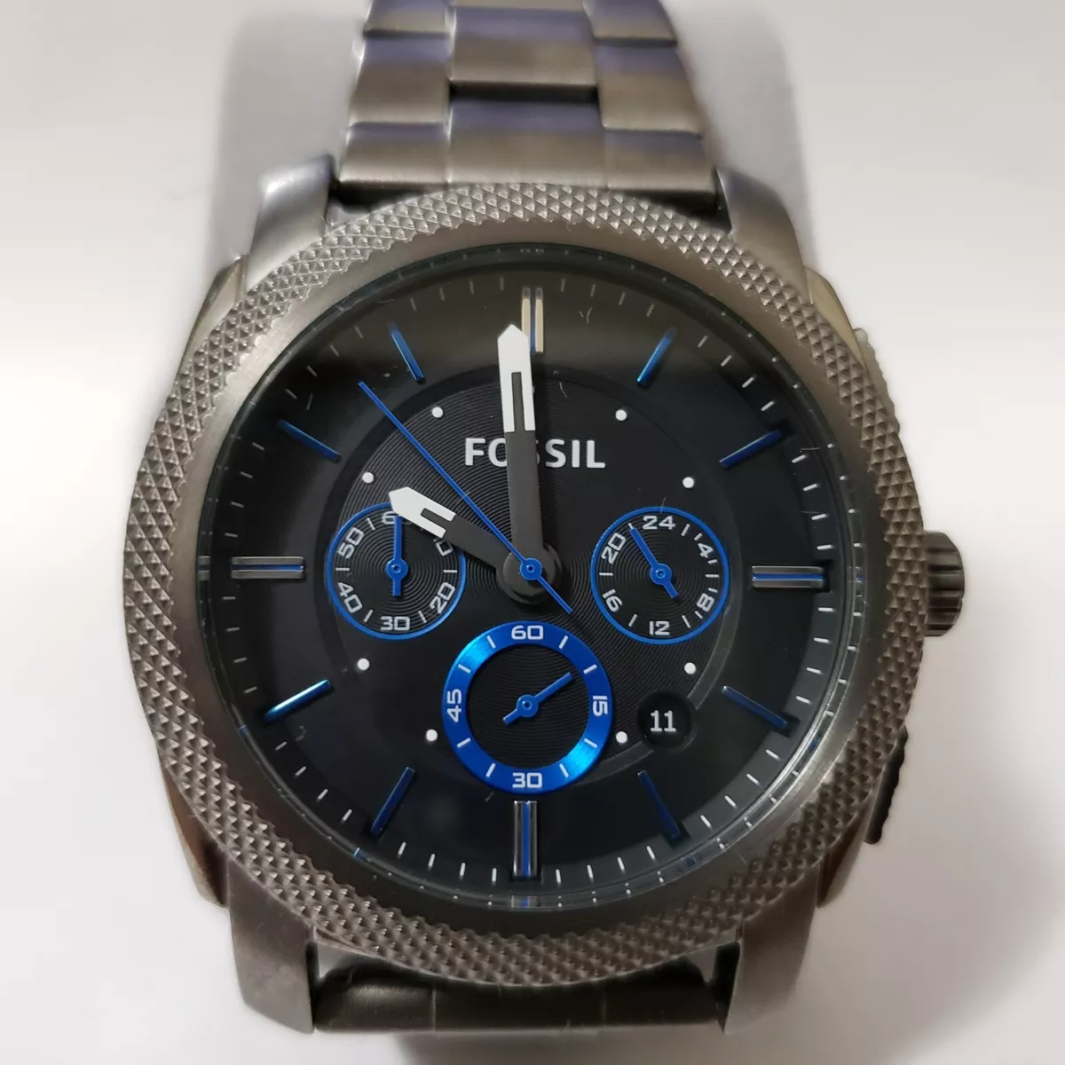 Fossil machine chronograph top smoke stainless steel watch