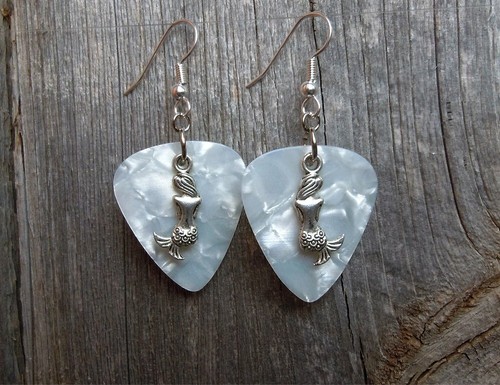 Mermaid Charm Guitar Pick Earrings - Pick Your Color - Picture 6 of 13