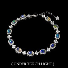 Valentinstag 925 Silberarmband Oval Feuer Opal 6x4mm Edelstein Schmuck