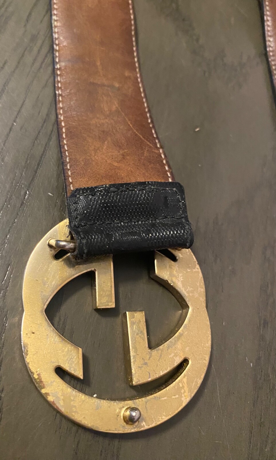 AUTHENTIC Black Gucci Leather Interlocking GG Gol… - image 11