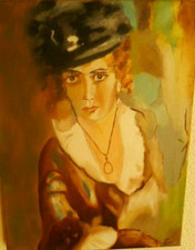 Damen Portrait, selbst gemalt,  Öl auf Keilrahmen 1,5cm, Gr.: 30 x 40 x cm,