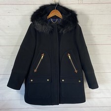 J. Crew Womens Chateau Parka In Italian Stadium Cloth Sz 10p Black Wool Blend