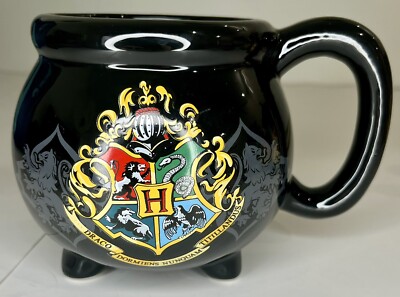 HARRY POTTER MUG 23oz Cauldron Ceramic Hogwarts Crest Coffee Cup Black