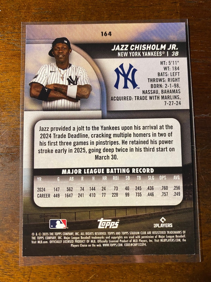 2025 Topps Stadium Club - Jazz Chisholm #164 Black & White for