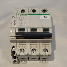 Schneider D20A C60 Multi 9 20AMP 3 Pole Circuit Breaker W/ Auxiliary Switch 