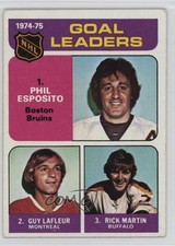 1975-76 Topps League Leaders Phil Esposito Guy Lafleur Rick Martin #208 HOF 0b0g
