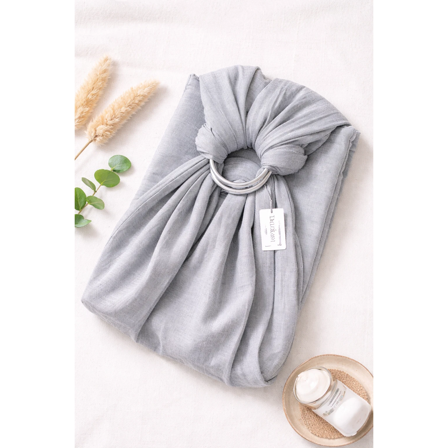 Mebien Ring Sling Baby Carrier Gray Woven Cotton Adjustable Newborn Toddler USA