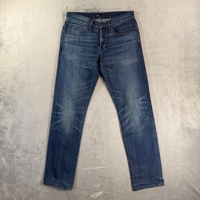 3x1 NYC Straight Jeans Men's Size 30 Blue Dark Wash Button Fly Denim Stretch