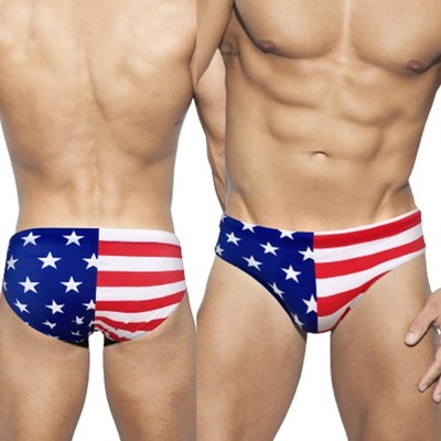 Männer Badehose Stars and Stripes Bikini Swimwear Swim Briefs niedrige Taille