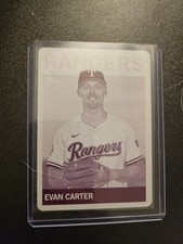 2025 Topps Archives 1964 Evan Carter Magenta Printing Plate 1/1 RANGERS SSP 