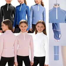 Girls Shirt Workout Sweatshirt Long Sleeves Jacket Thumb Holes Lightweight Gym
