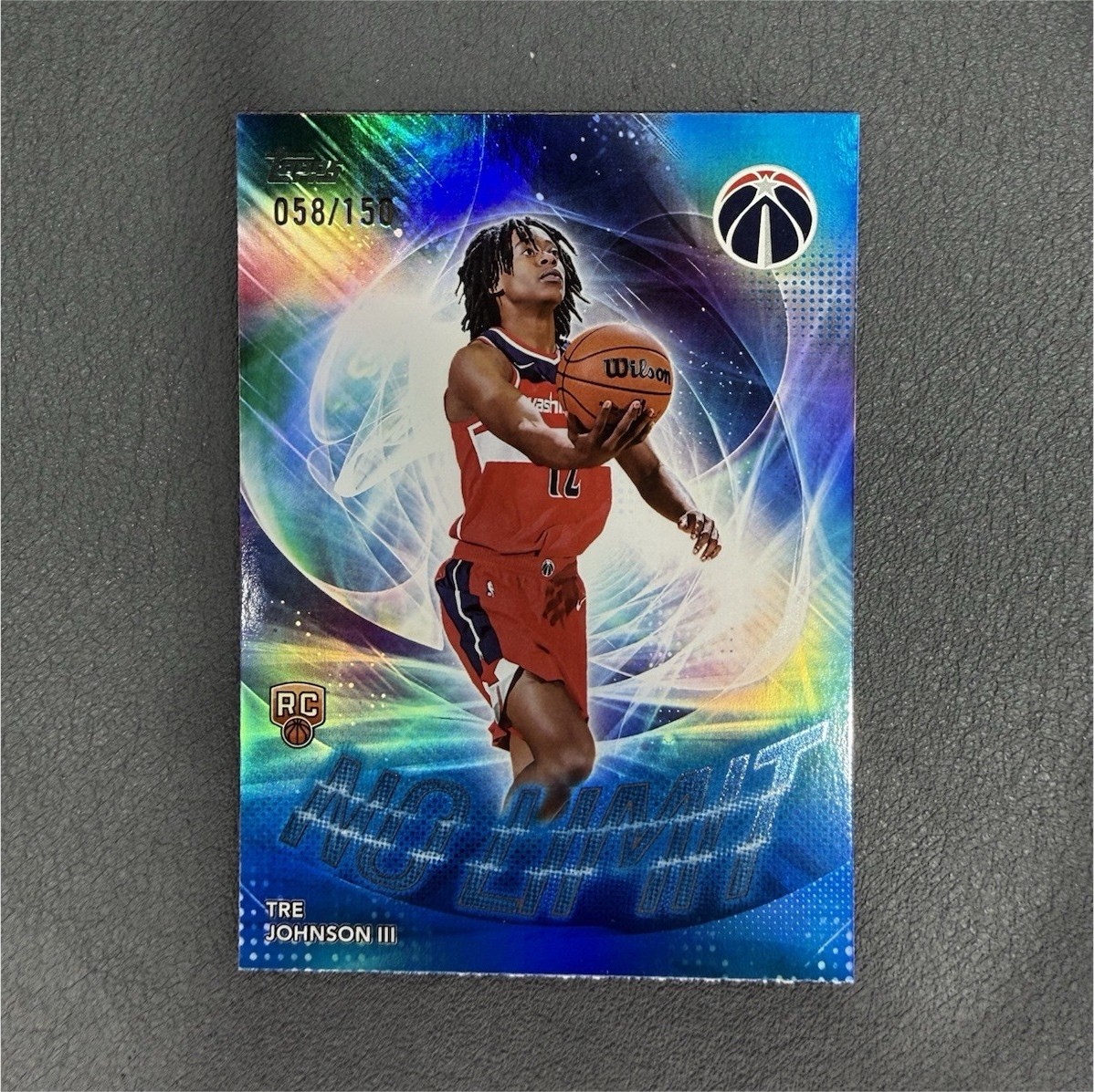 Topps No Limit Tre Johnson III Blue Rainbow Rookie #NL-6 /150 Wizards 2025-26