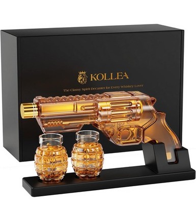 Kollea Flag Whiskey Decanter Sets with Grenade Glasses