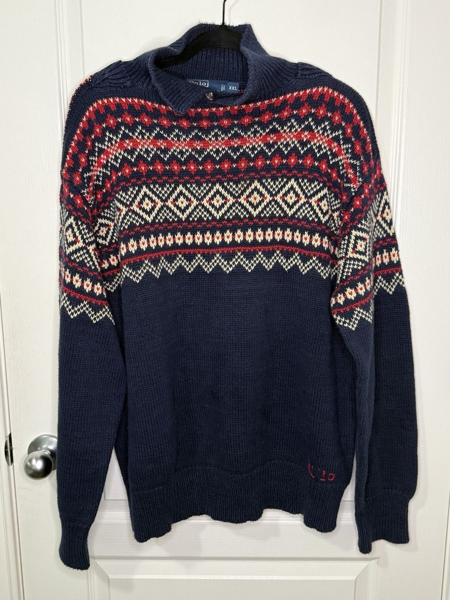 Polo Ralph Lauren Silk Linen Wool Blend Ski Knit Sweater Sz XXL