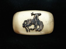 PC09136 VITNAGE 1970s BRONC RIDER RODEO WESTERN COWBOY BELT BUCKLE
