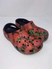 Crocs Hyper real Strawberries Black Red Print Men 9 Women 11