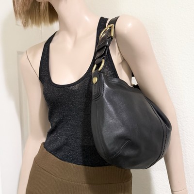 Vintage Y2K COACH F11838 Black Soft Pebbled Leather Hobo Shoulder