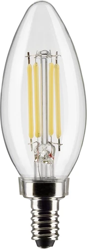 S21273 - LED B11 Candelabra Light Bulb, 5.5W, Warm White, Clear, 120V, E12, 6 Pa - Picture 1 of 9
