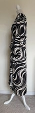 Cream Black Midi Dress 14 Wrap Patterned 
