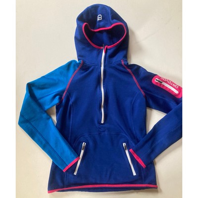 Ortovox Merino Blend Pullover Hoodie Blue Pink Women s Sm Outdoor Mountains ski