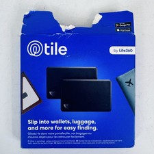 Tile by Life360 Slim 2 Pack Bluetooth Tracker Wallet Finder Black RE-62012