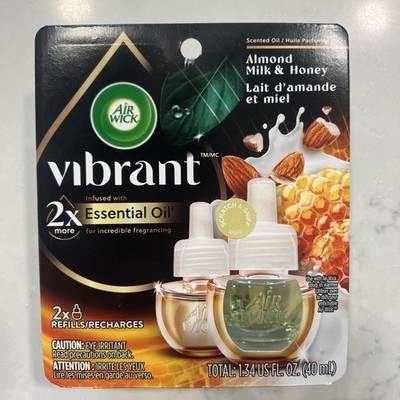 Air Wick Vibrant Plug-in Scented Oil Refills, Almond Milk & Honey, Pack of 2