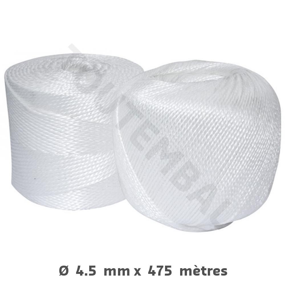 Ficelle PP blanche Ø 4.5 mm bobine 475m cordelette cordage emballage
