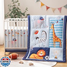 4 Piece Crib Bedding Set for Boys Girls, Infant Toddler Nursery Baby Bedding