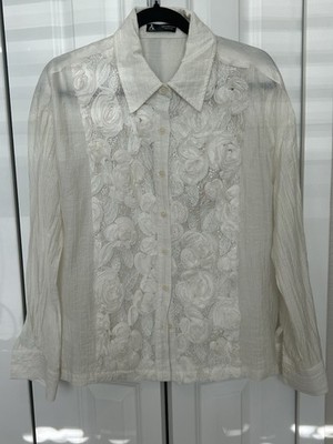 Anewsta Beautiful White Roses Embellish Women s Blouse And Skirt Set