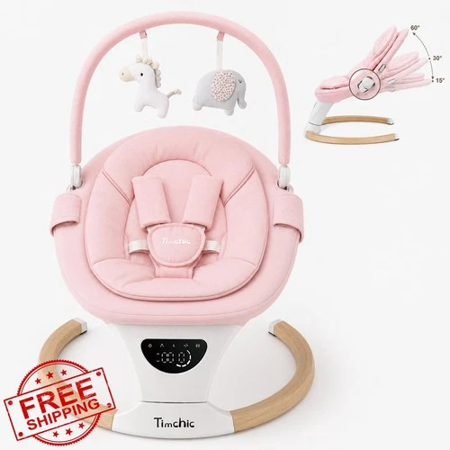 TimChic Pink baby swing, 5 speeds, 3 heights