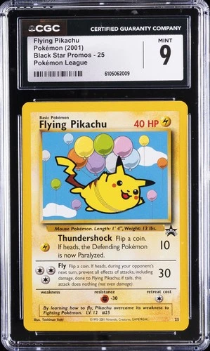 2001 POKEMON BLACK STAR PROMOS POKEMON LEAGUE #25 FLYING PIKACHU CGC 9