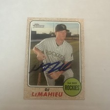 DJ LeMahieu 2017 Topps Heritage Baseball #389 Colorado Rockies Autographed