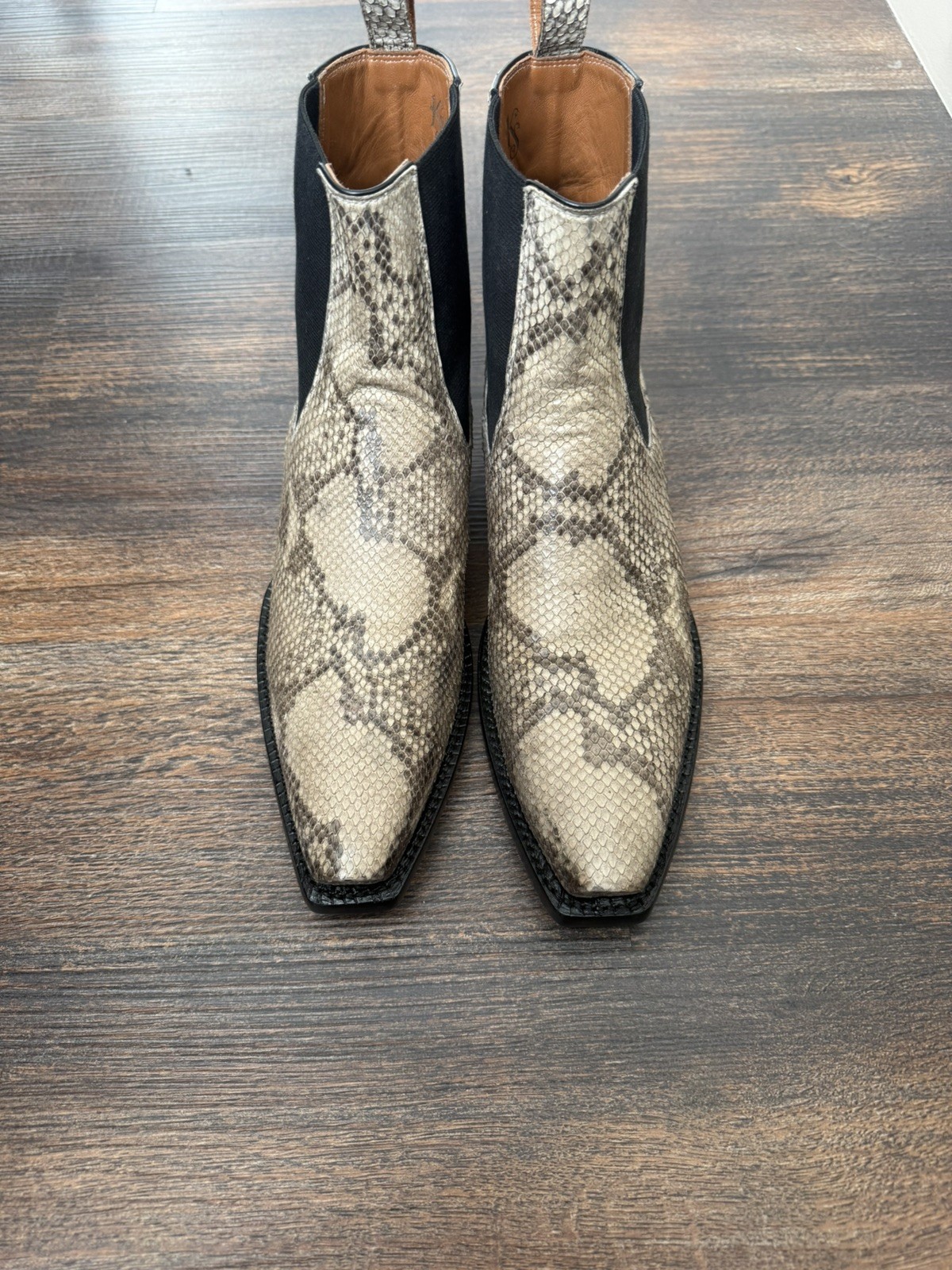 Kemosabe black and white sidecut python boots siz… - image 3