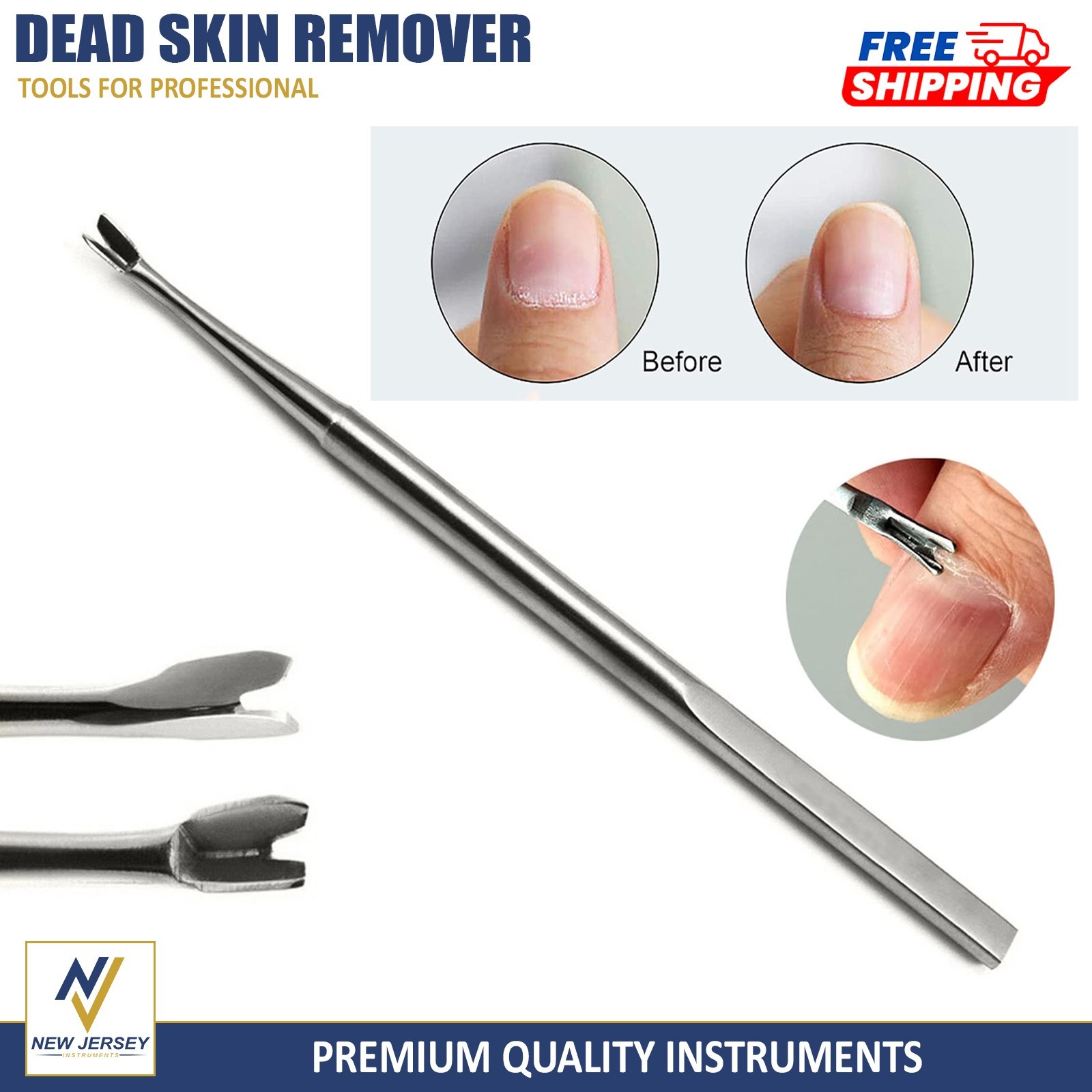 Manicure Pedicure V-Shape Cuticle Pusher Easy Remove Clean Dead Skin Knife Tool
