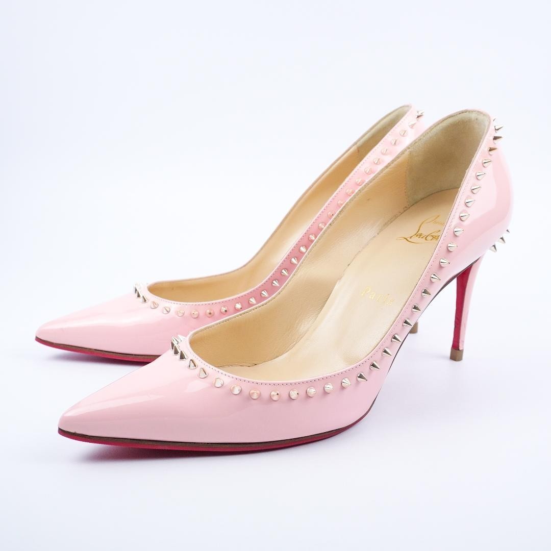 Christian Louboutin ANJALINA Pink Suede Pointed Toe Spiked Heels