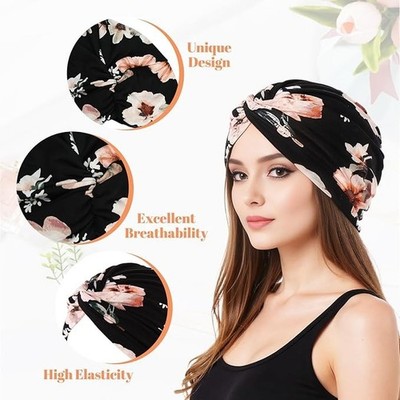 Damen Kopfbedeckung Set aus 3 leichte Sommermützen Blumenmuster Chemo Kopfverkle