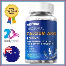 Nextdia Calcium AKG 1500mg Liposomal + Vitamin D3 K2 C Boron Softgels 120Ct