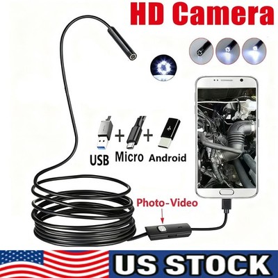 6LED USB Snake Endoscope Borescope HD Inspection Camera  For Android Type C Lot