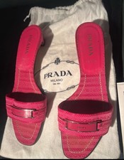 PRADA UK4 5/Eu37 5 Pink Sandals Y2K 2000 Kitten Heel Designer