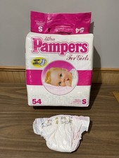 Open Bag But Complete Pack of 54 Small Vintage Ultra Pampers Diapers Disney