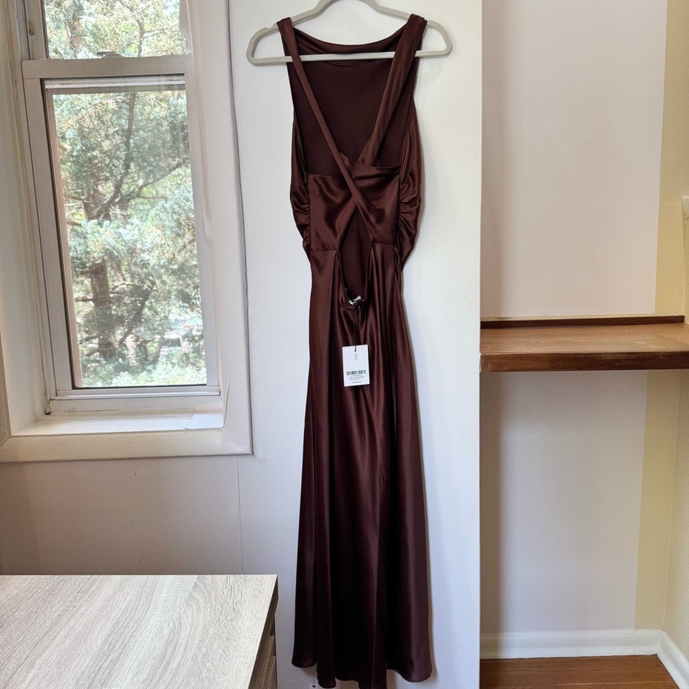 NWT Reformation Casette Silk Maxi Dress Mahogany 12 image 10